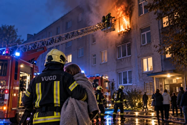 A fire in Riga rescued one person, ten residents evacuated