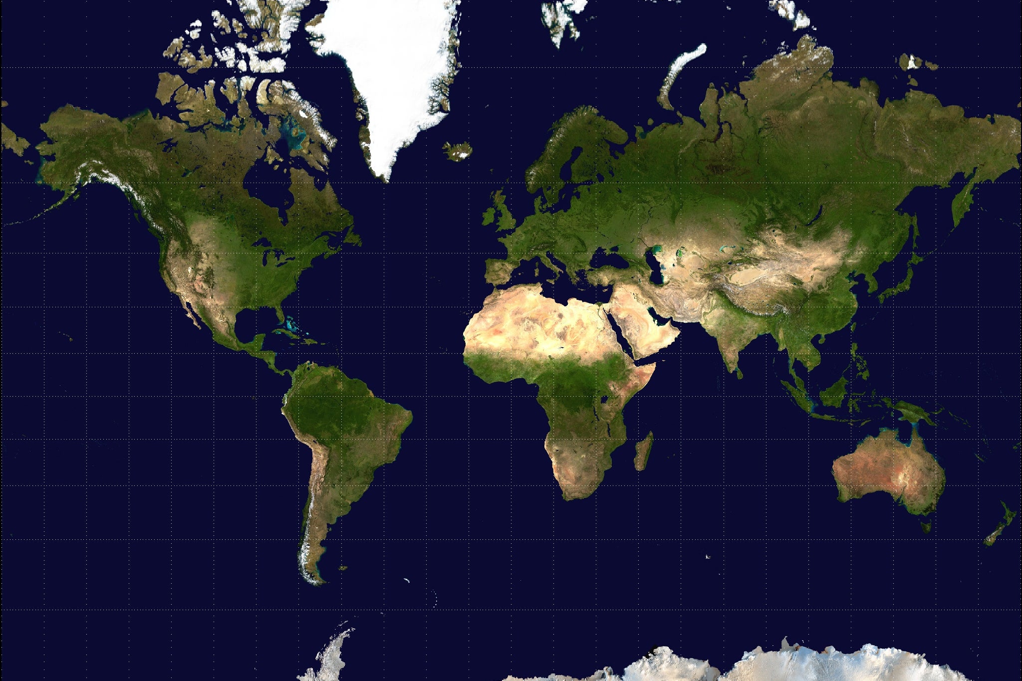 A Mercator projection of the Earth – showing Greenland as a similar size to Africa (despite Africa being 14 times larger).