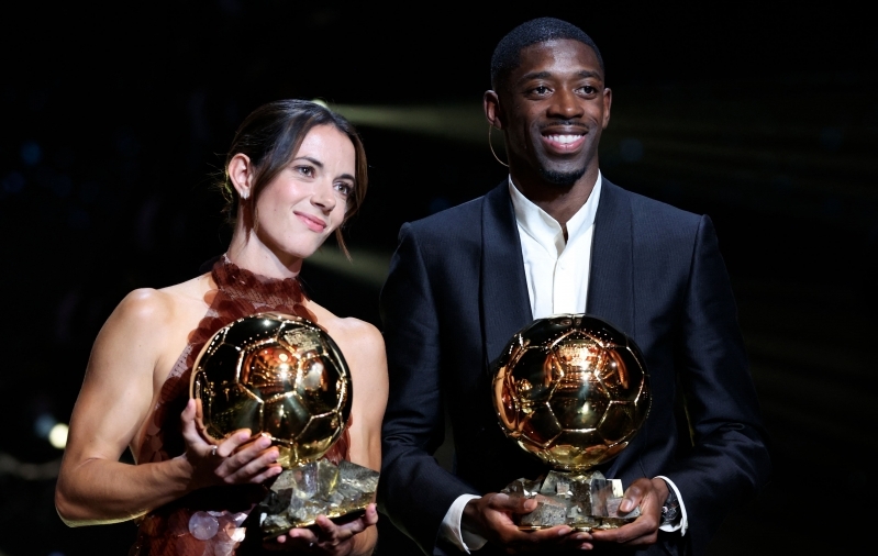 Aitana Bonmati ja Ousmane Dembele, maailma parimad. Foto: Scanpix / Franck Fife / AFP