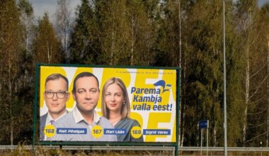 Kambja reformierakondlaste suur valimisplakat sattus valesse valda