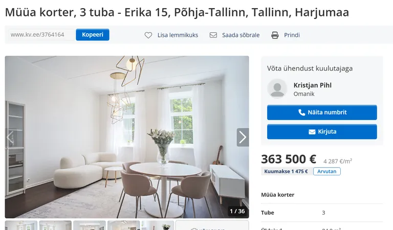 Korteri müügikuulutus.