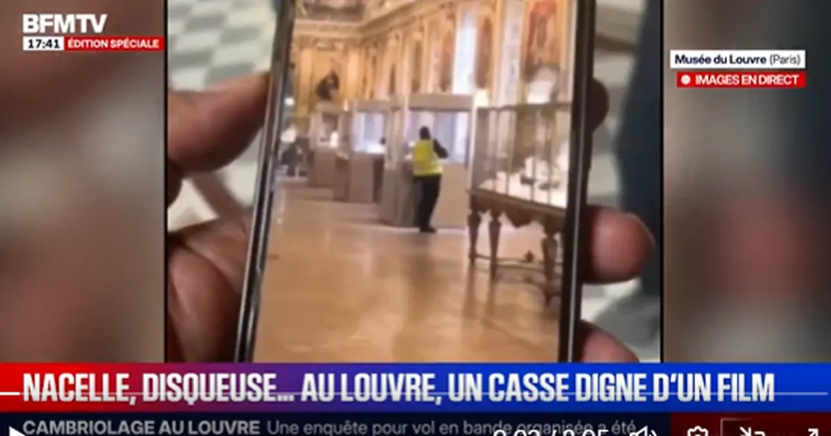 RÖÖV SEITSME MINUTIGA ⟩ Video näitab, kuidas üks varastest Louvre’is klaasvitriini lõikab