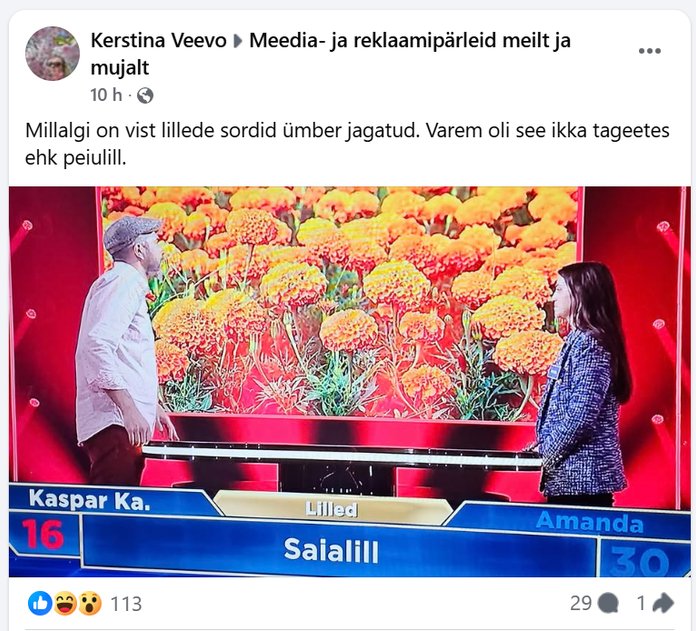 Kuvatõmmis Facebookist