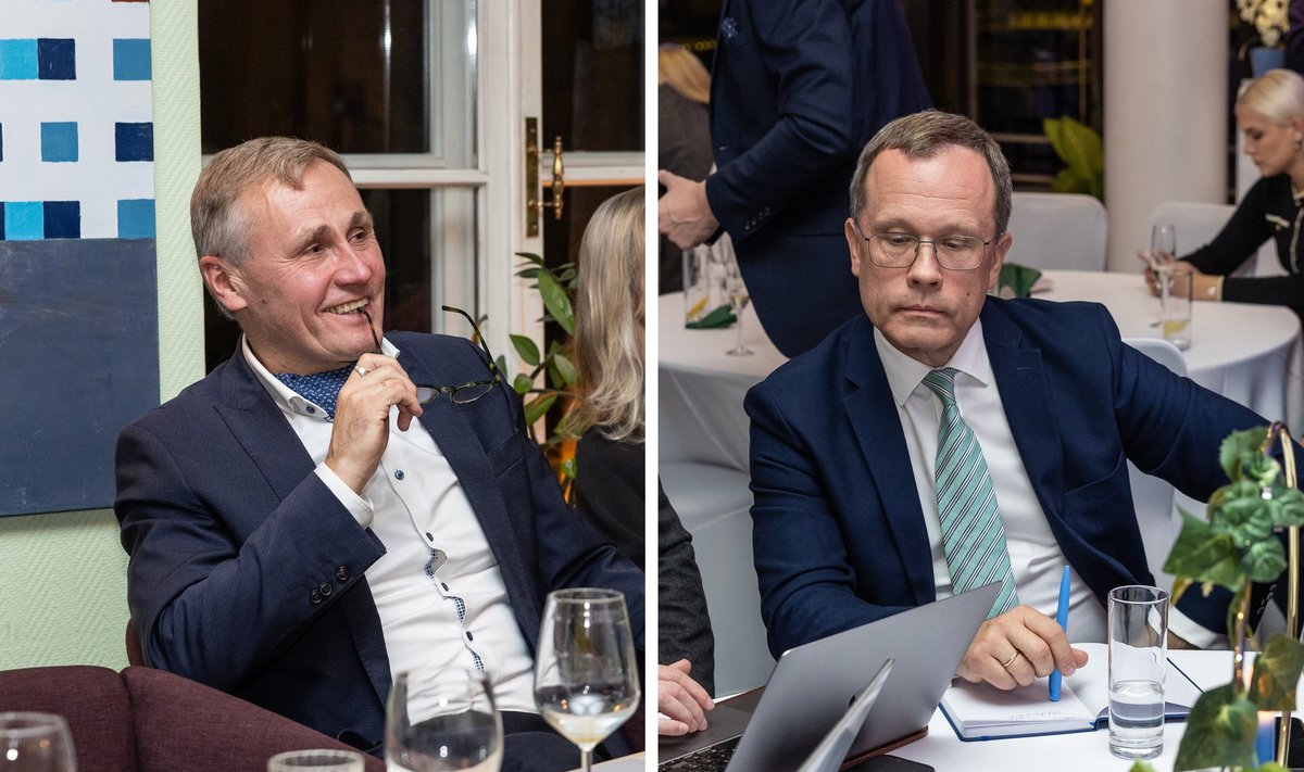 Isamaa fraktsioon otsustas, et alustavad võimuliidu läbirääkimisi Reformierakonnaga. Pildil vasakult Isamaa meerikandidaat Tõnis Lukas ja reformierakondlasest senine linnapea Urmas Klaas