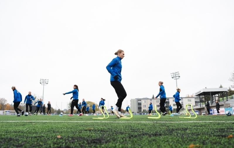 Eesti koondise esimene tõke Leedus on Läti. Foto: Liisi Troska / jalgpall.ee