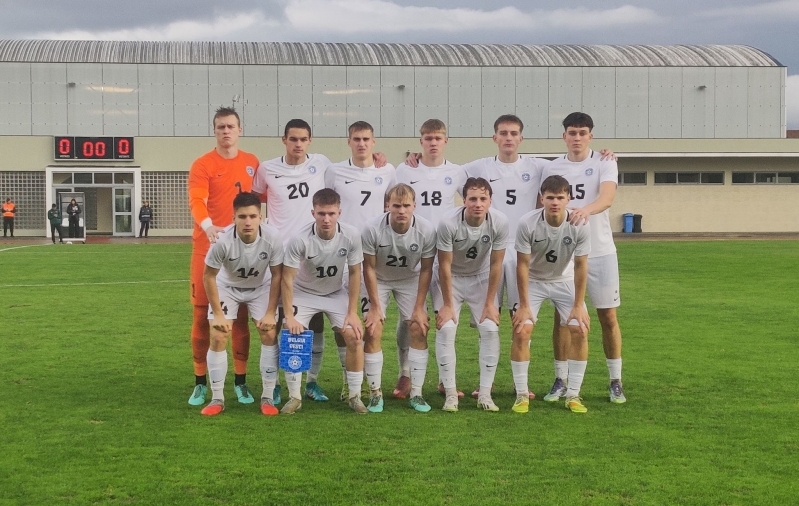 Eesti U19 koondise algkoosseis Belgia vastu. Foto: EJL