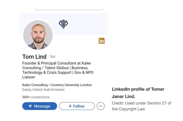 Salapärane Tom Lind sotsiaalvõrgustiku LinkedIn kuvatõmmisel