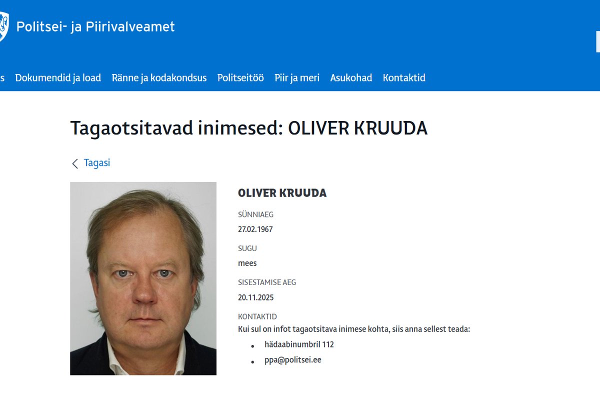 Politsei kuulutas ärimehe Oliver Kruuda tagaotsitavaks