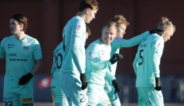 DELFI FOTOD | Kuressaare võitis napilt üleminekumängude avavaatuse, kuid jäi poolkaitsjast ilma