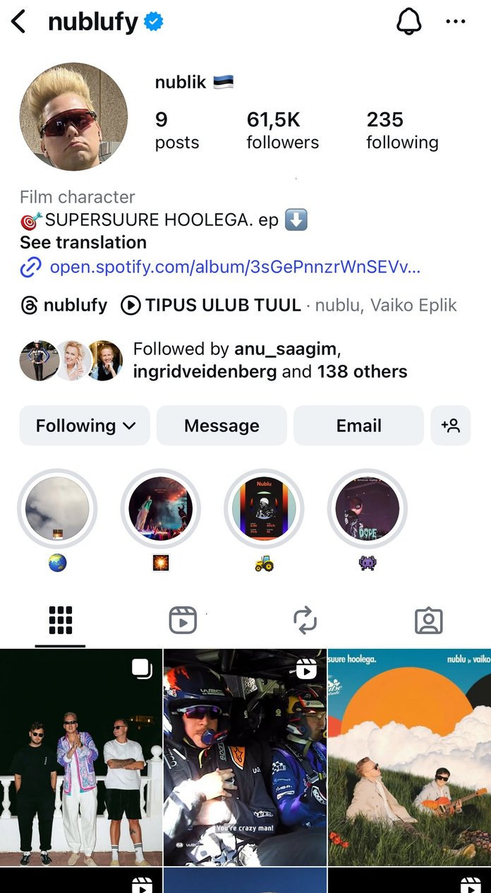 nublu Instagrami profiil saate ajal