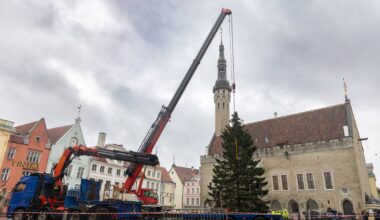 VIDEO JA FOTOD | Tallinna Raekoja platsil pandi vihmasaju saatel püsti jõulukuusk