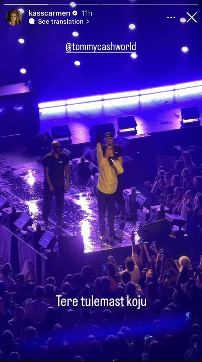 Carmen tervitas koju naasnud Tommyt, kes esines eile Unibet Arenal