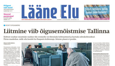 Lääne Elu paberleht teisipäeval, 4. novembril