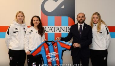 Kristina Teern, Mari Liis Lillemäe ja Liselle Palts uues klubis. Foto: Catania FC