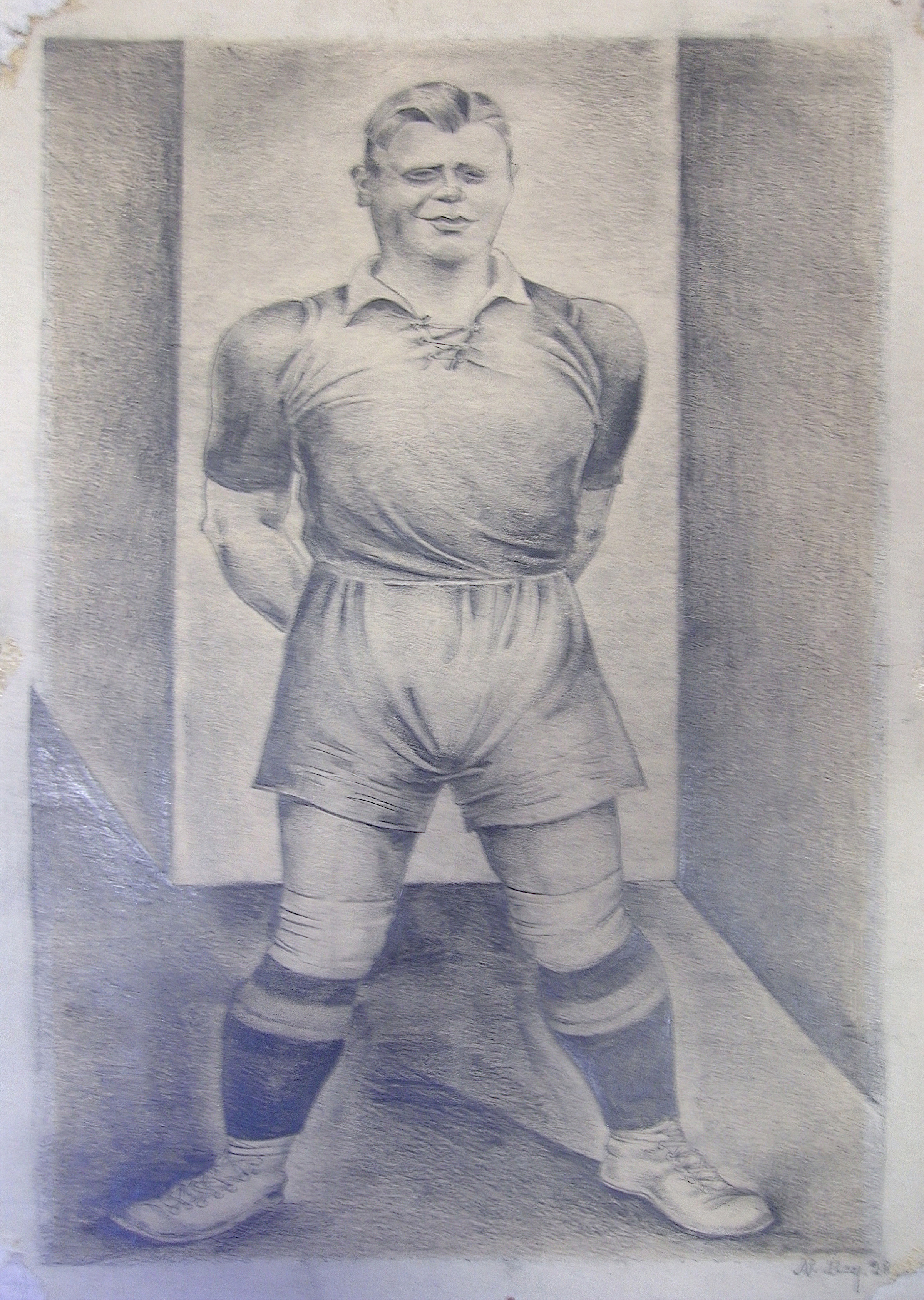 Jalgpallur. 1928. Pliiats. Erakogu. Teose asukoht teadmata. Foto: Stanislav Stepaško