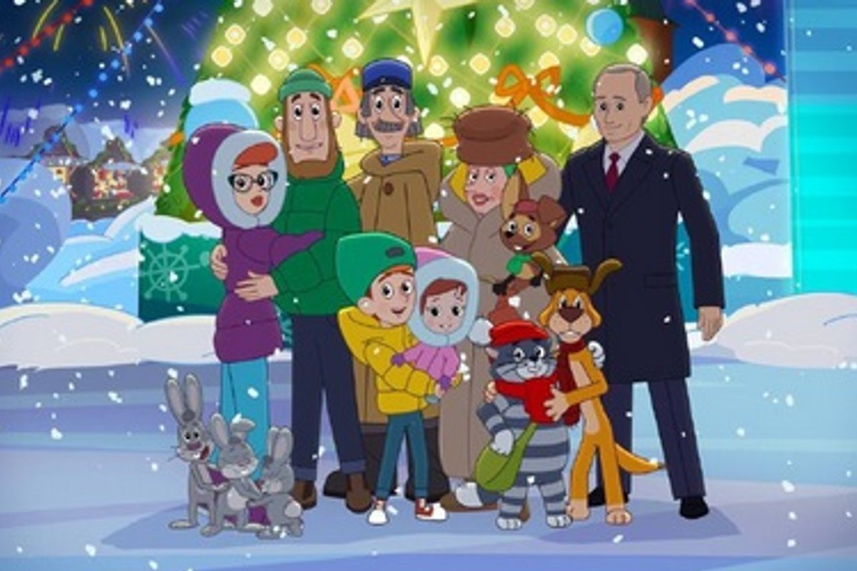 Putin esineb koos kass Matroskini ja koer Šarikuga multifilmi „Prostokvašino“ uusaastaosas