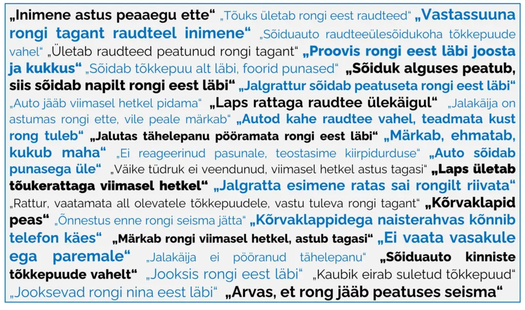 Sel visuaalil on välja toodud vaid üksikud väljavõtted vedurijuhtide tähelepanekutest, kus kirjeldatakse ohtlikke olukordi raudteedel. 2 595886812 1281532284010248 2258595547664941129 n