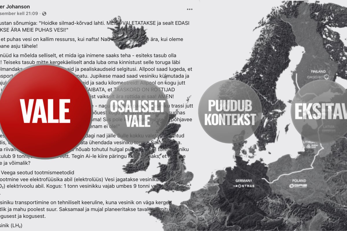 FAKTIKONTROLL | Kas vesinikukoridor „varastab“ Eesti põhjavee? Ei, tegemist on alusetu väitega