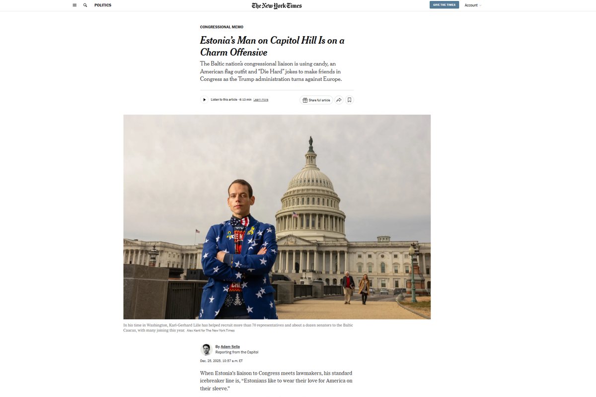 New York Times: Eesti mees võlub oma sarmiga USA kongresmene