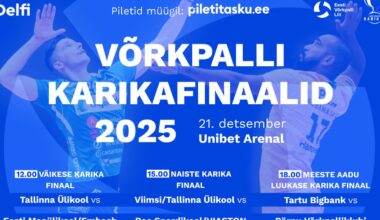 Suur karikafinaalide päev Unibet Arenal toob võrkpallipeo juba 21. detsembril