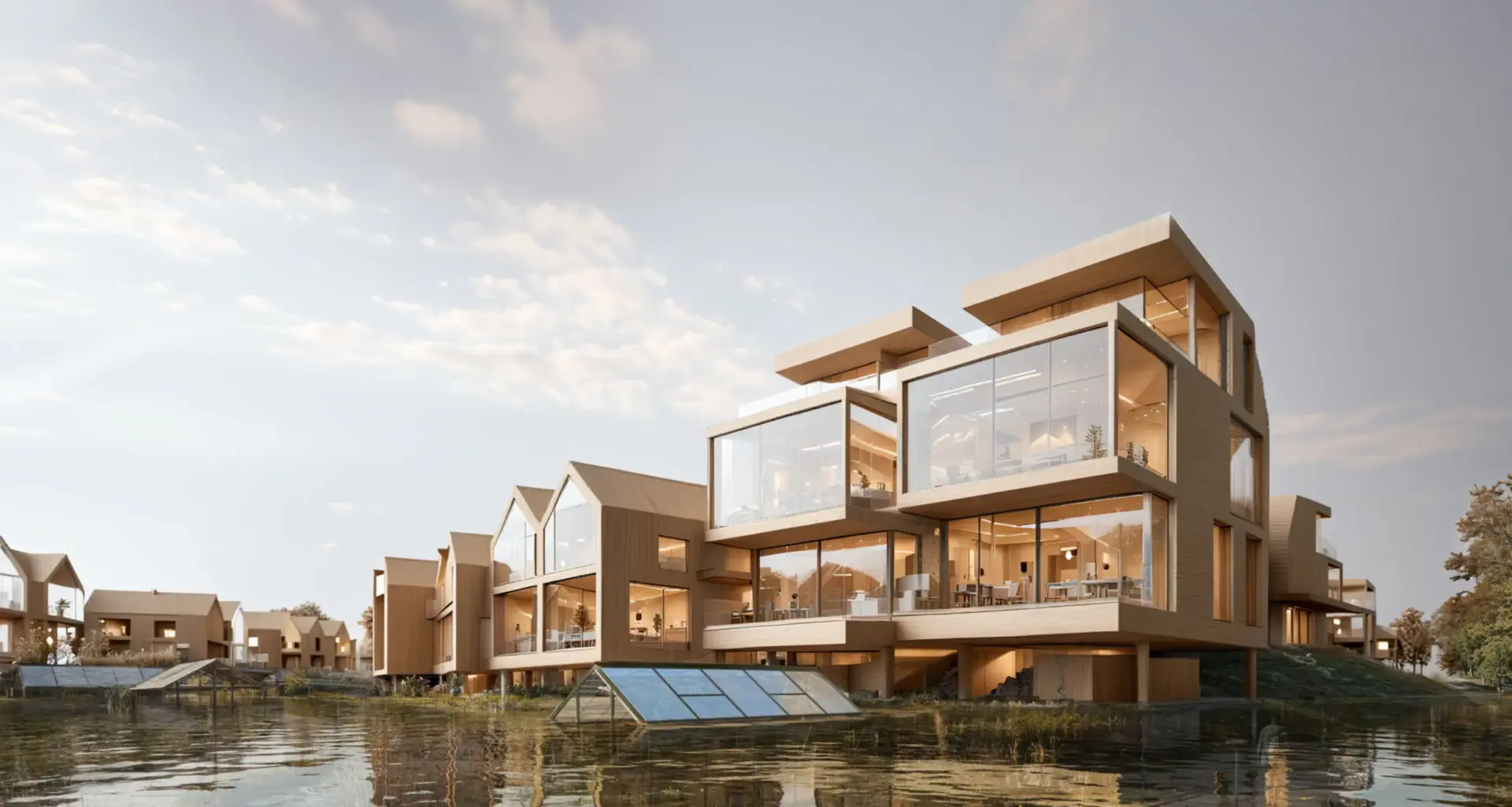 Pluss Arhitektid võitis Tartus arhitektuurivõistluse lahendusega, mis tõstab hooned üleujutuse eest postidele – Ehitusleht