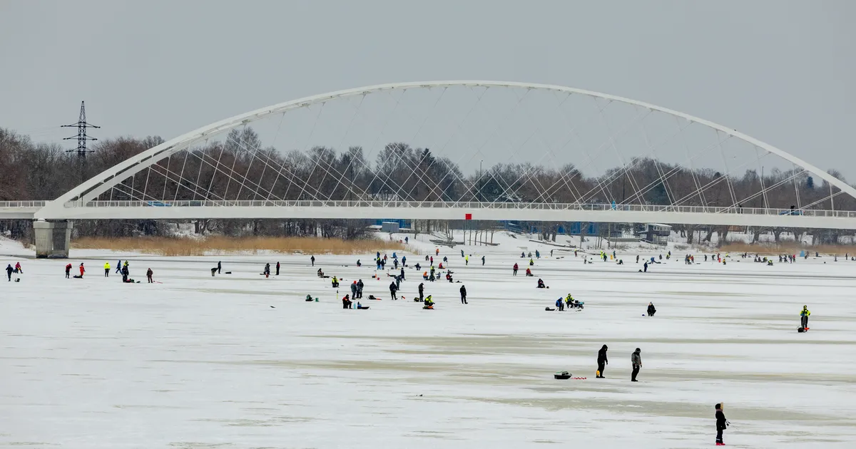 GALERII ⟩ Tugevast tuulest ja külmast hoolimata oli Pärnu jõel sadu kalamehi