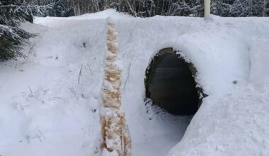 Talv püstitas kraavi põhja kummalise samba