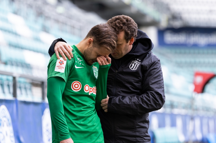 Nõmme Kalju vastu ülihilises faasis juhtunud eksimuse järel loobus Sappinen penaltite löömisest. Foto: Katariina Peetson / jalgpall.ee