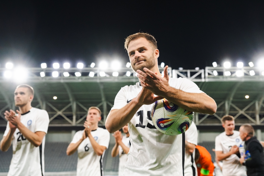 Koondiseaasta lõpetas Sappinen kübaratrikiga Küprose vastu. Kokku lõi ta 2025. aastal koondise 12 väravast viis. Foto: Liisi Troska / jalgpall.ee