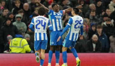 Danny Welbeck l&otilde;i Old Traffordil oma eksklubi Manchester Unitedi vastu v&otilde;iduv&auml;rava. Foto: Scanpix / Jon Super / AP Photo