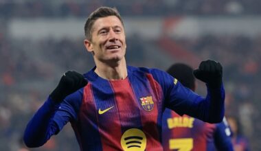 Barcelona r&uuml;ndaja Robert Lewandowski. Foto: Scanpix / Martin Divisek / EPA
