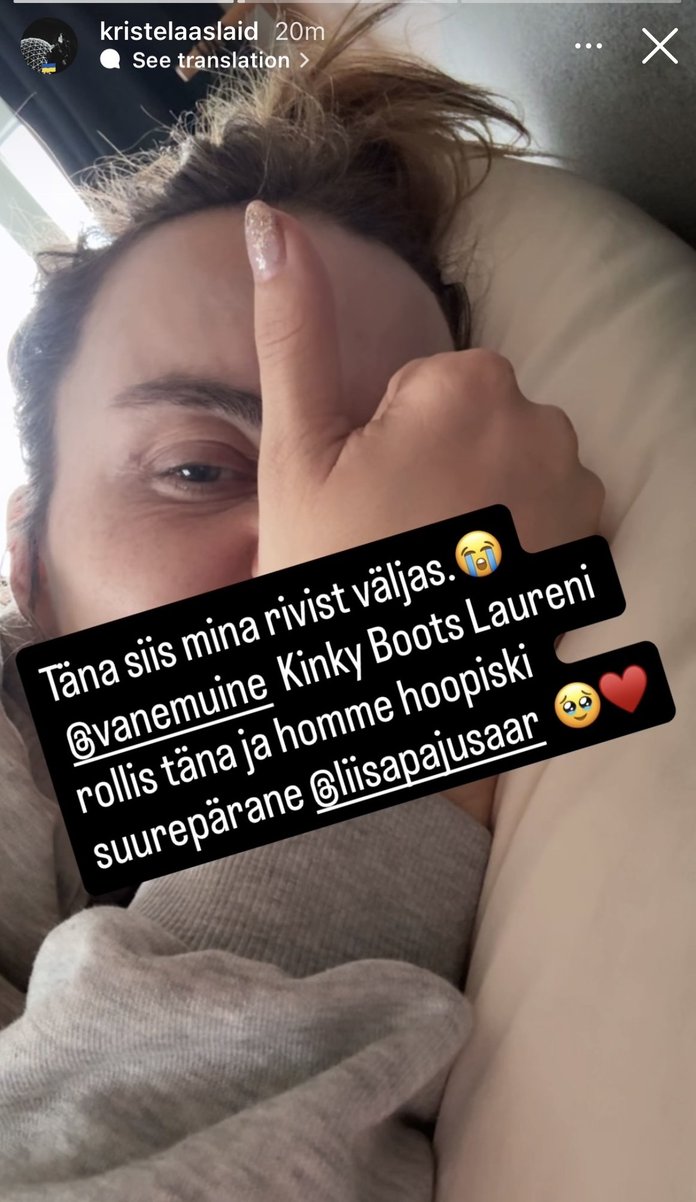 Kristel Aslaid teatab haigestumisest.