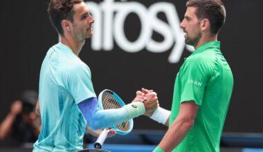 Draama Melbourne'is! Kaks esimest setti kaotanud Djokovic pääses Musetti vigastuse tõttu poolfinaali