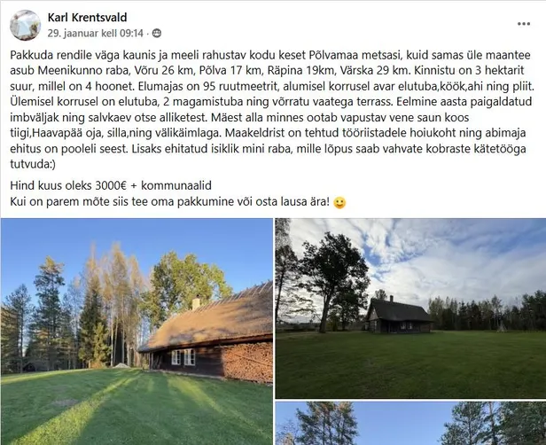 Kuulutus Facebookis.