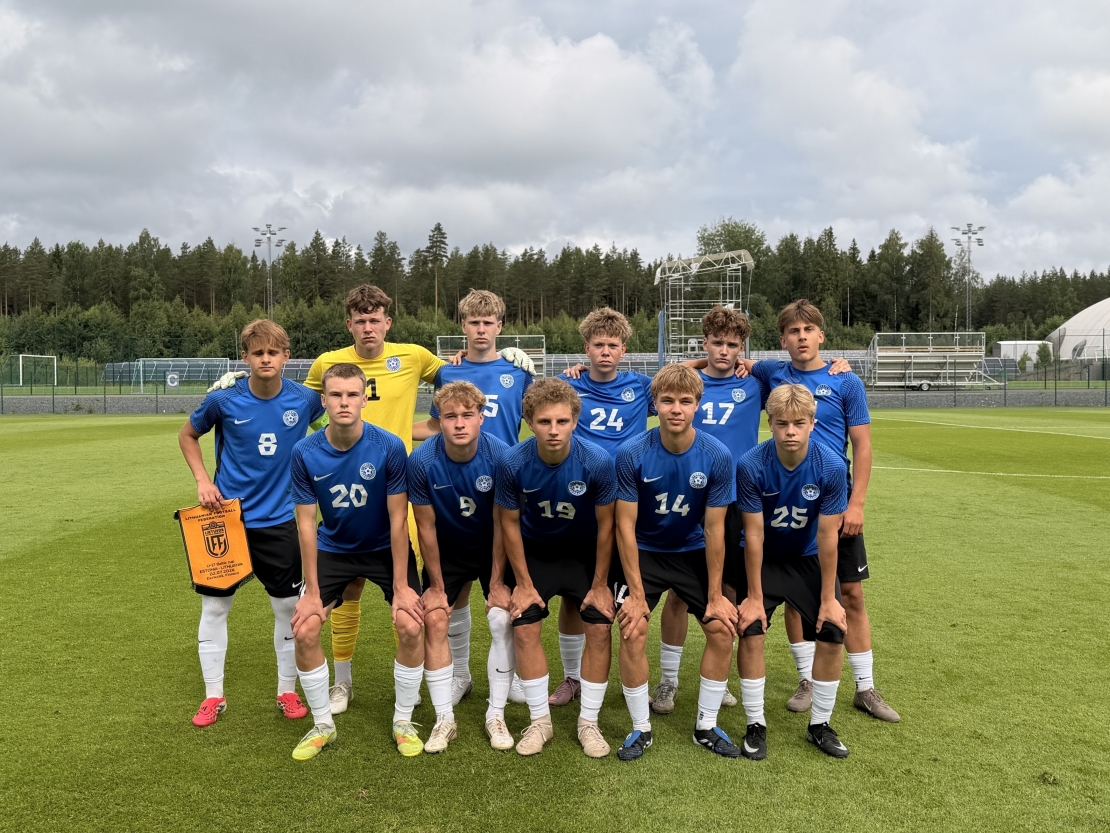Eesti noormeeste U17 koondise algkoosseis Leedu vastu. Foto: Eesti Jalgpalli Liit