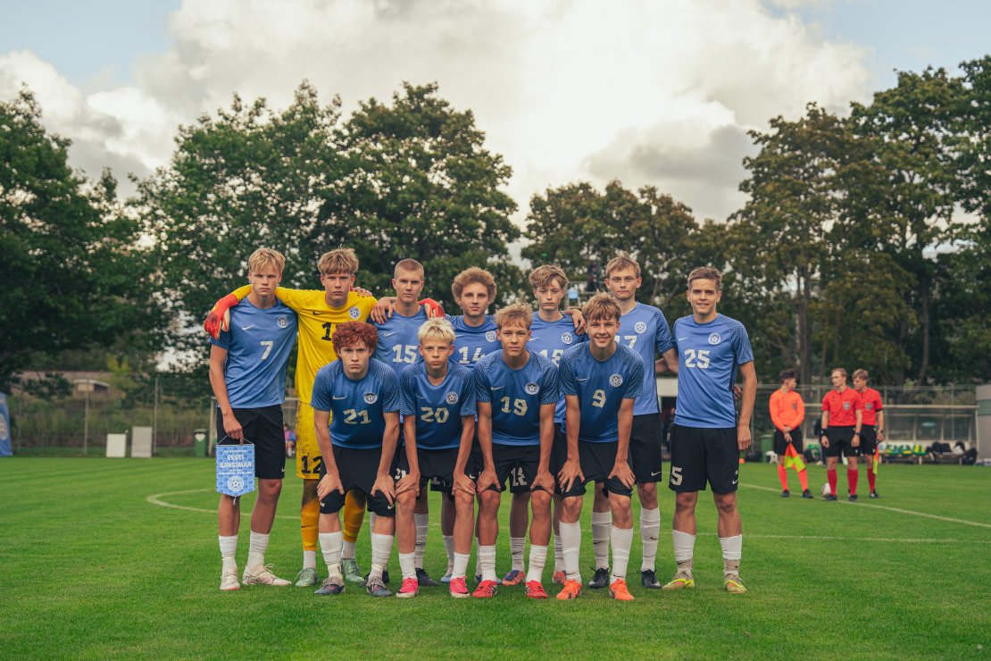 Noormeeste U16 koondise algkoosseis kohtumises Saksimaaga. Foto: Liis Marii Kägu