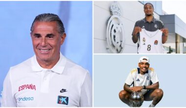 Sergio Scariolo, en un collage junto a Okeke y Rathan-Mayes