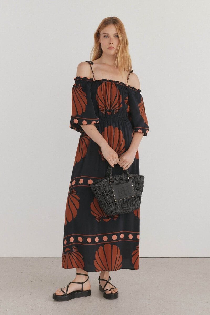 Vestido bardot estampado