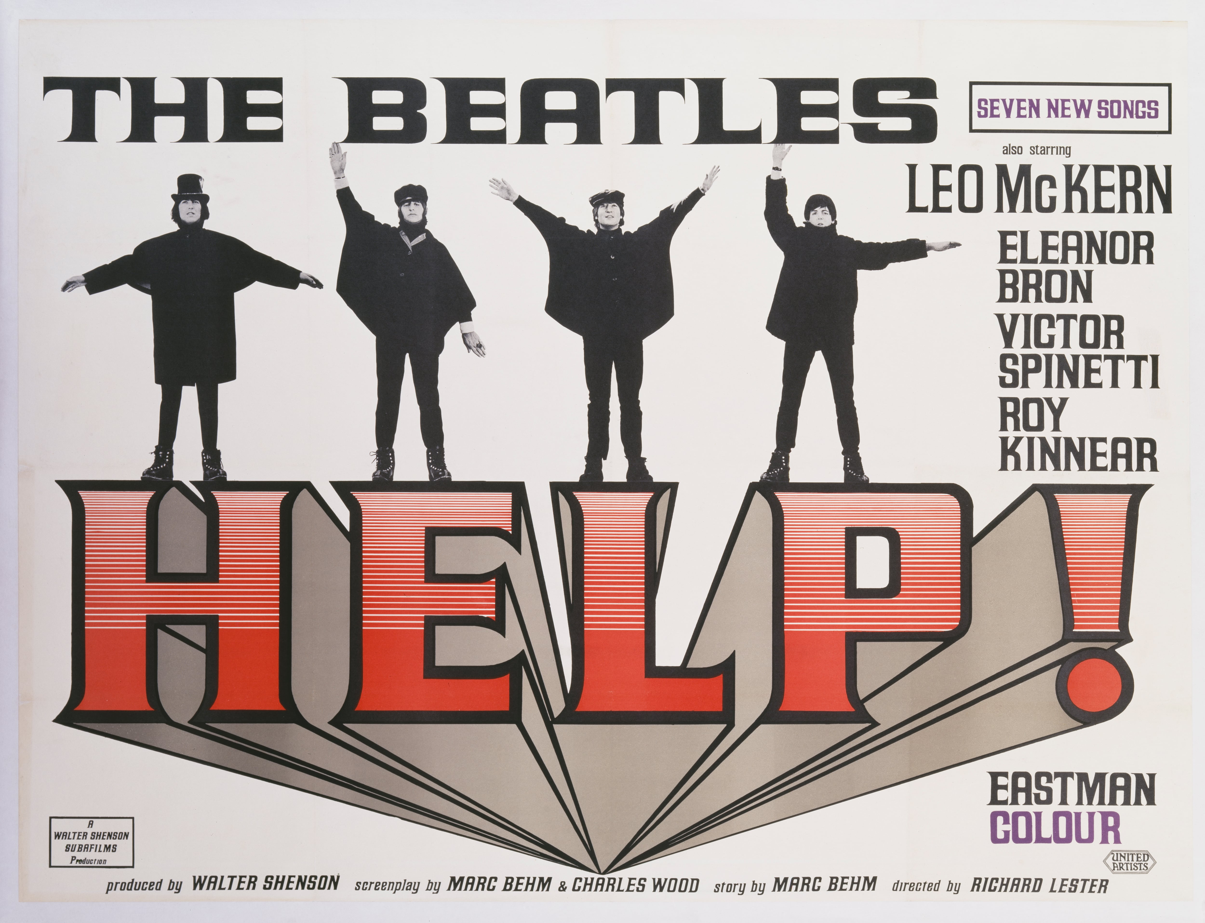 Cartel original del estreno en Reino Unido de la película 'Help!'.