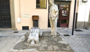 Trabajos previos en la estatua de Ansano