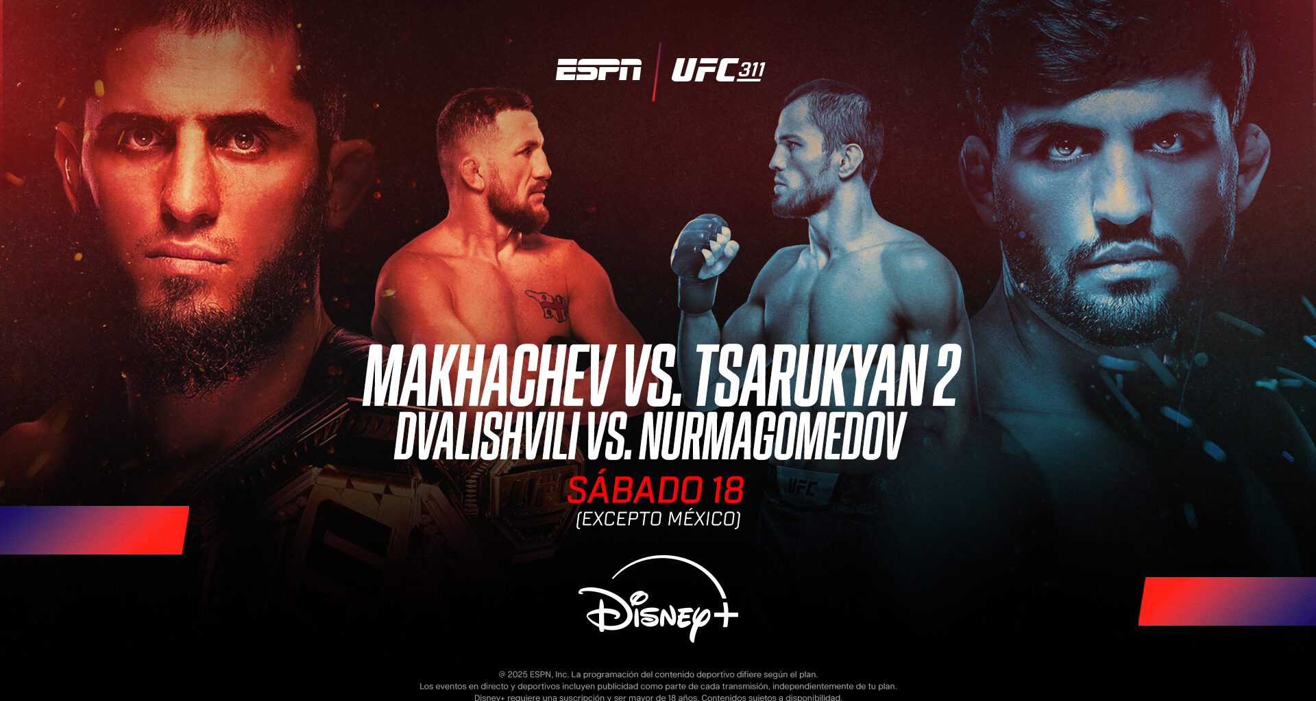 ESPN KNOCKOUT trae a DISNEY+ el electrizante UFC 311, con dos títulos en juego 