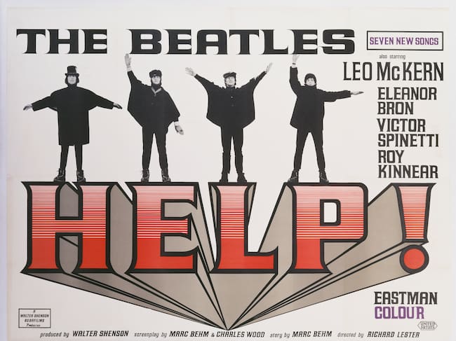 Cartel original del estreno en Reino Unido de la película 'Help!'.