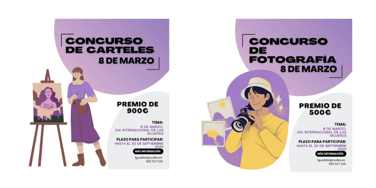 Concursos de carteles y fotografía Día Internacional de las Mujeres 2026. Avilés.