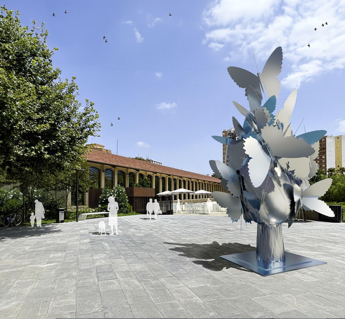 Figuración virtual del exterior del Espai Valdés en el muelle 3 del Parc Central.