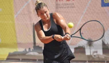 Geerlings devuelve una pelota en la final del I ITF W15 Las Palmas de Gran Canaria.