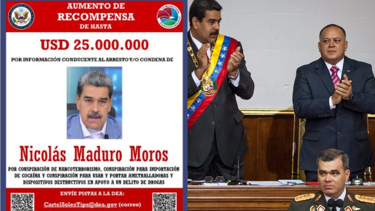 Con cartel de recompensa de 25 millones de dólares, la DEA pide información que conduzca al arresto y condena de Maduro, Cabello y Padrino López
