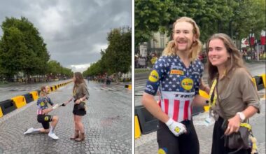 «Dijo sí»: el ciclista que le pidió matrimonio a su novia cuando terminó el Tour de Francia