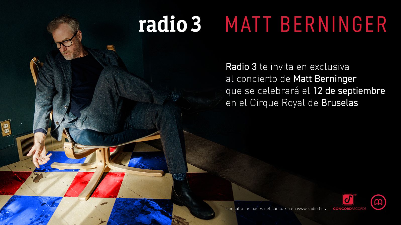 Radio 3 te invita al concierto de Matt Berninger en Bruselas el 12 de septiembre