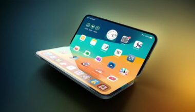 Concepto artístico de un iPhone plegable.