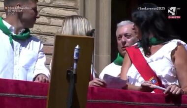 Octavio López, durante el pregón de Huesca.